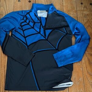 Spyder Black and Blue Web Design Pullover